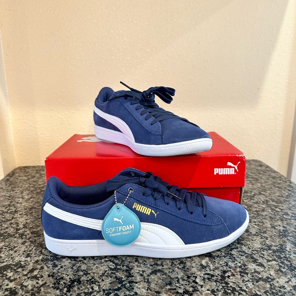 Puma Vikky Blue Suede Sneakers
